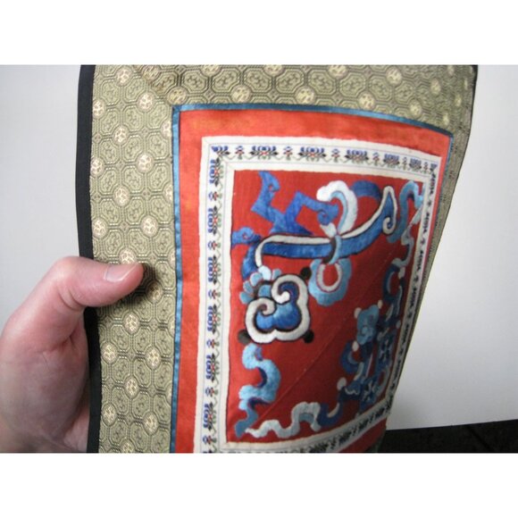Vintage Asian Chinese Embroidered Silk Art Floral Panel Handmade Textile - Picture 3 of 6
